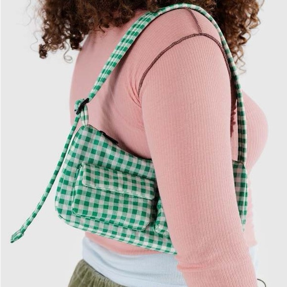 BAGGU Green Gingham Shoulder Bag - Picture 2 of 4